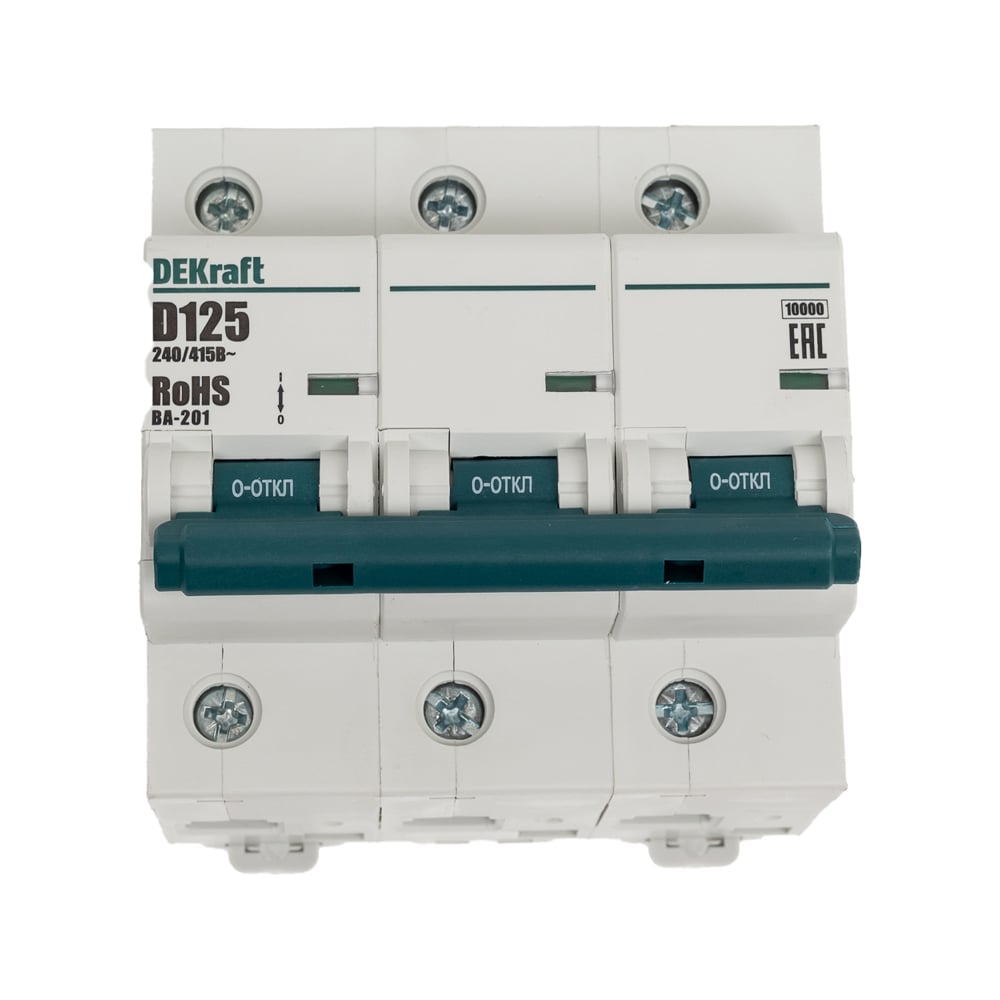 Изображение товара Автоматический выключатель Dekraft ВА201-3P-125A-D для защиты электросетей