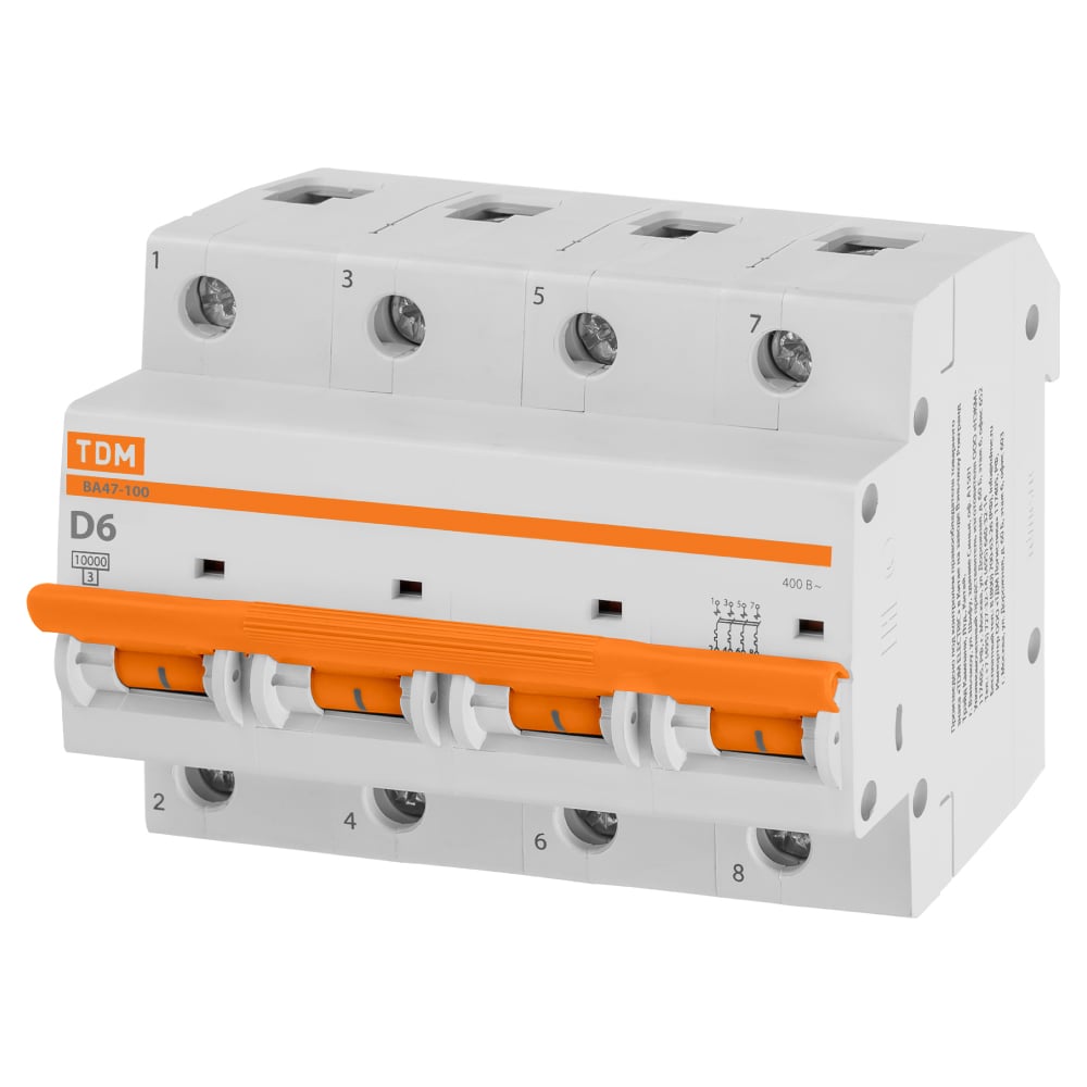 Изображение товара Автоматический выключатель TDM ELECTRIC VA47-100 4P 6A 10kA