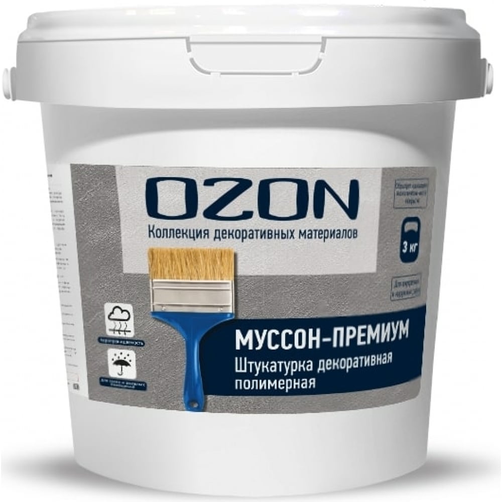 фото Штукатурка декоративная полимерная муссон премиум 3 кг ozon мсп-500-3