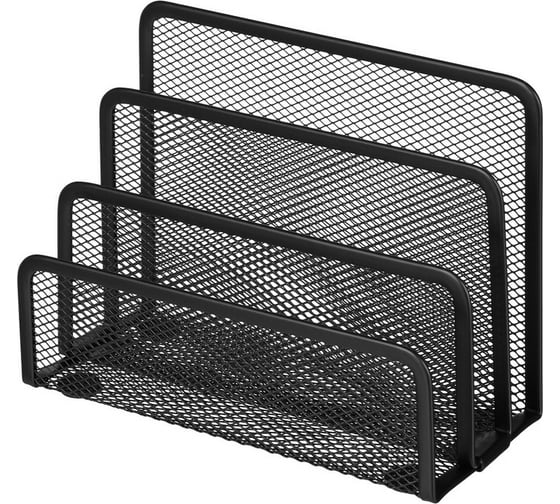 Изображение товара Трехсекционная подставка Attache для бумаг и писем, металлическая сетка, высота 135 мм, чёрная 688772