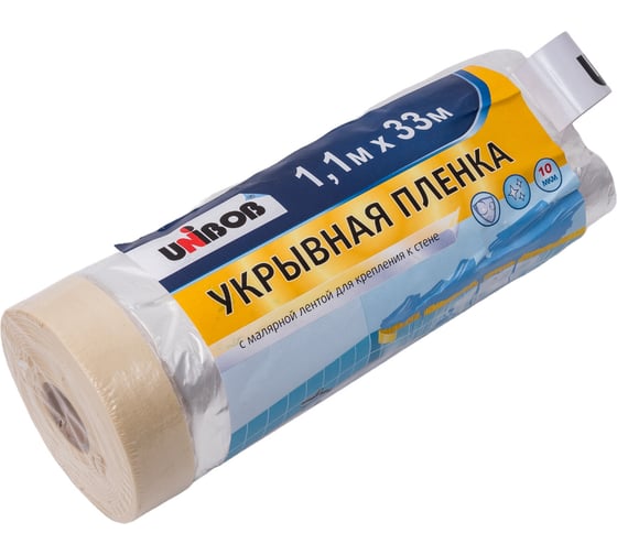 Изображение товара Пленка защитная 1.1х33 м с малярной лентой UNIBOB 211781