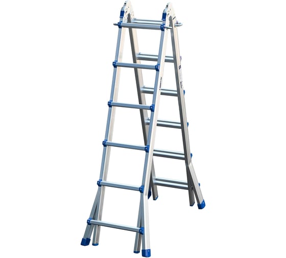 Изображение товара Алюминиевая шарнирная телескопическая Лестница Алюмет 4x6 ступеней. Серии TT46