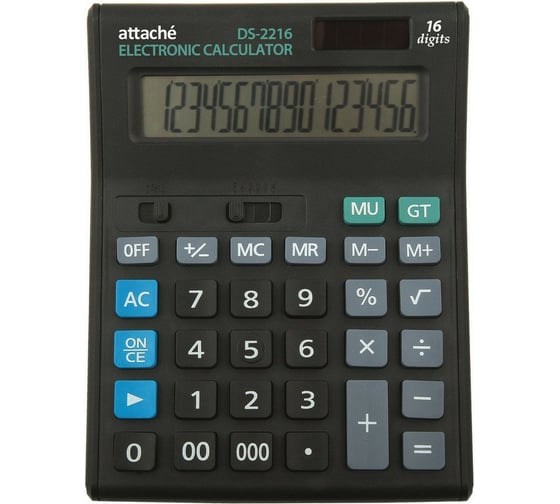 Изображение товара Полноразмерный настольный калькулятор Attache Economy 16 разрядов, чёрный 974207