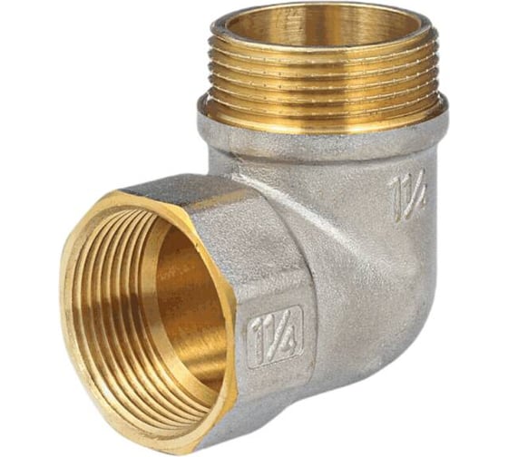 Изображение товара Угольник латунный с ребордой Aquasfera Ду32, муфта/резьба, никель 9006-04 128-6194