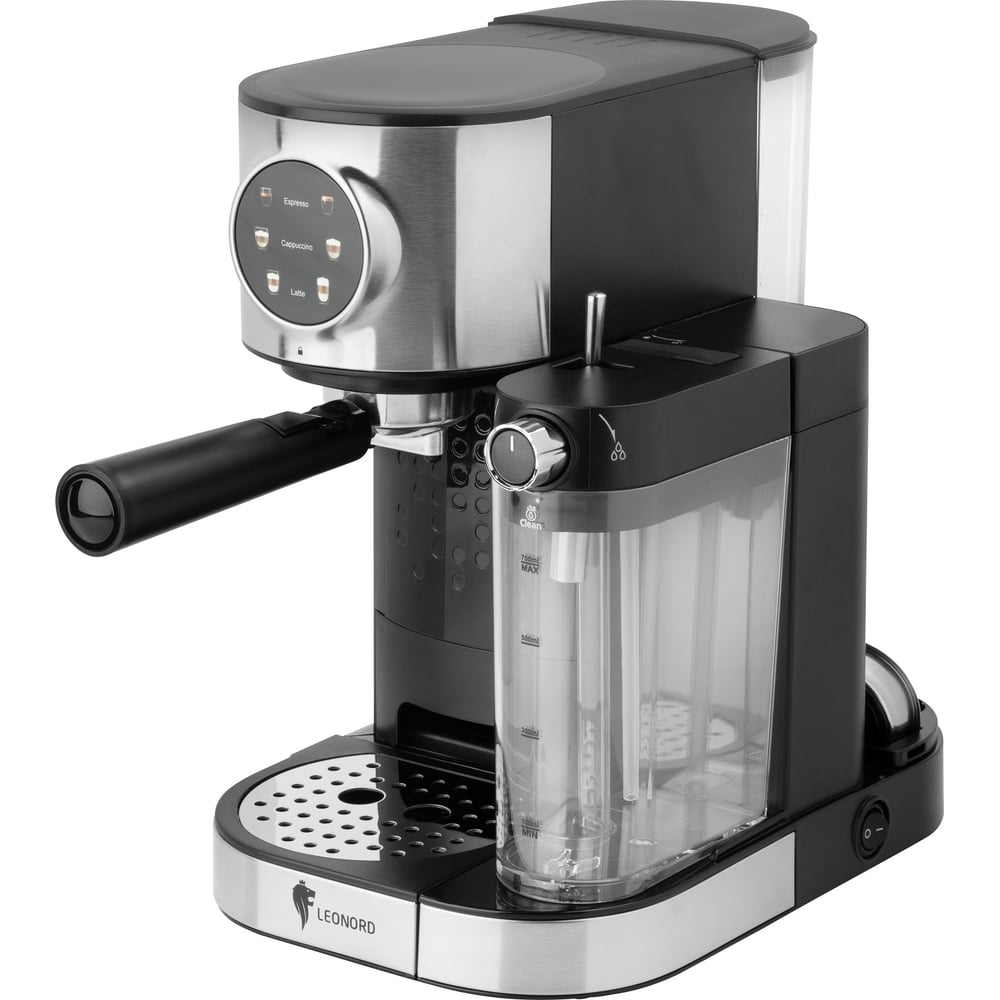 Изображение товара Кофеварка Leonord LE-1754M рожковая для эспрессо и капучино 1470 Вт черная/стальная