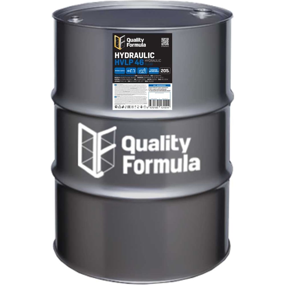 Изображение товара Гидравлическое масло QF HVLP 46 205 л минеральное стандарт DIN ISO