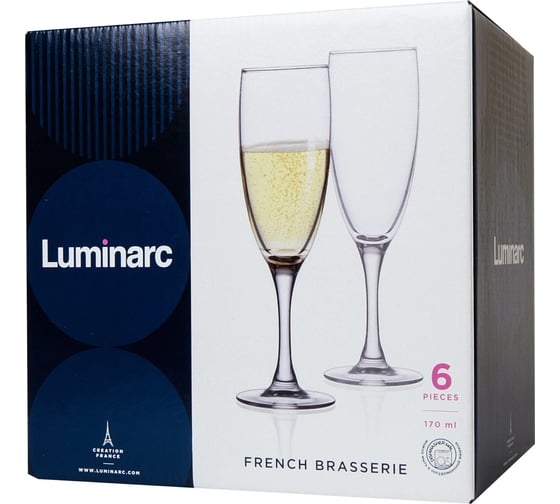 Изображение товара Набор фужеров для шампанского LUMINARC ФРАНЦУЗСКИЙ РЕСТОРАНЧИК 170 мл, 6 шт. H9452