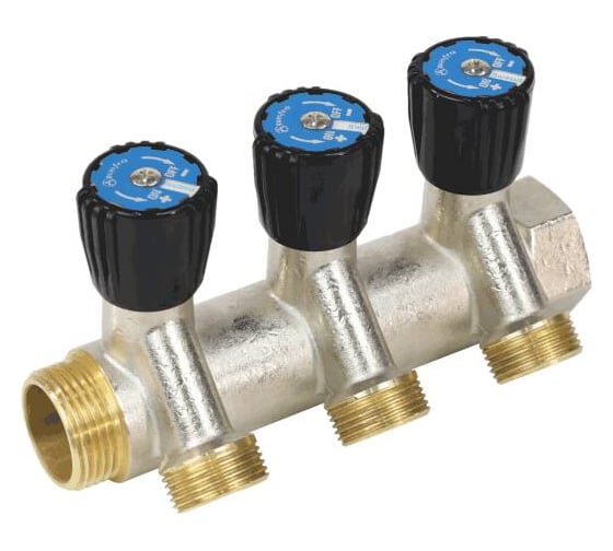 Изображение товара Коллектор Aquasfera латунь, с регулирующими клапанами 1" м/р 2в 1/2" н/р 9039-04 218-0320