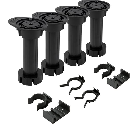 Изображение товара Комплект Lemax PROF из 4 разборных, регулируемых опор 120 мм с клипсами, черный 4pcs-FLX12B
