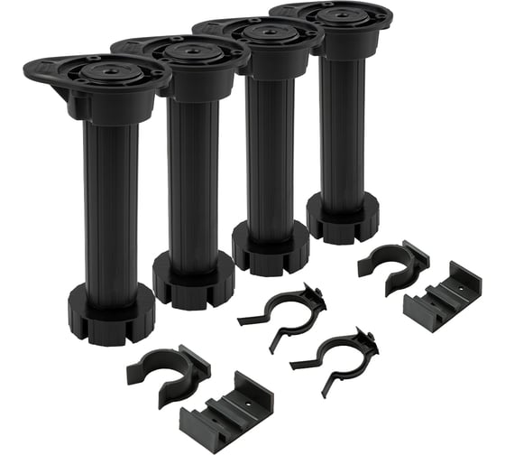 Изображение товара Комплект Lemax PROF из 4 разборных, регулируемых опор 150 мм с клипсами, черный 4pcs-FLX15B