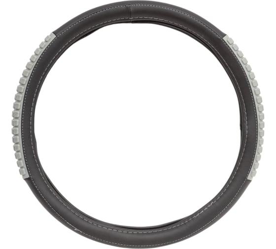 Изображение товара Оплётка руля CarPerformance экокожа, две силиконовые вставки, чёрный/серый, L CP-2060 BK/GY /L/