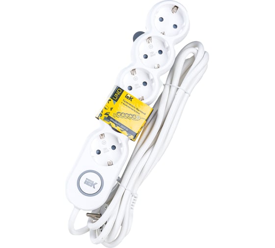 Изображение товара Удлинитель IEK, У05В 5 мест 2P+PE/3м 3х1,5мм2 16А/250В UNO WYP53-16-05-03-ZK