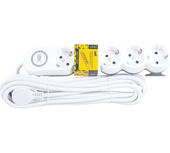 Изображение товара Удлинитель IEK, У05В 5 мест 2P+PE/5м 3х1,5мм2 16А/250В UNO WYP53-16-05-05-ZK