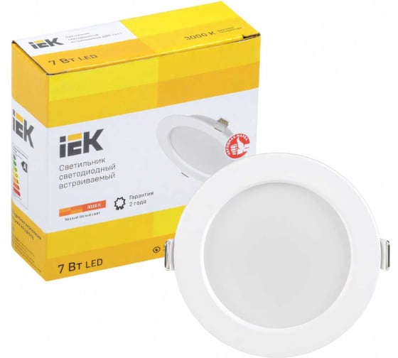 Изображение товара Светильник IEK ДВО 1611, LED белый, круг, 7Вт, 3000К, IP20 LDVO0-1611-07-3000-K01