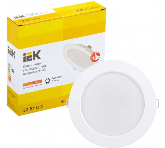 Изображение товара Светильник IEK ДВО 1613 LED, белый, круг, 12Вт, 3000К, IP20 LDVO0-1613-12-3000-K01