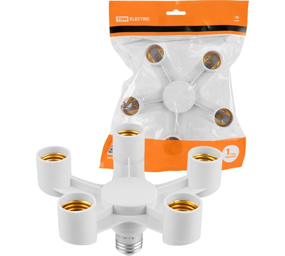 Изображение товара Переходник TDM ELECTRIC Е27-5хЕ27, белый, SQ0335-1022