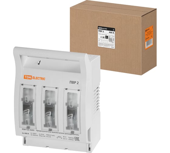 Изображение товара Предохранитель-выключатель-разъединитель TDM ELECTRIC ПВР 2, 3П, 400 A SQ0726-0203