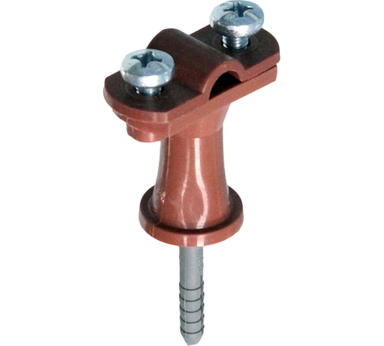 Изображение товара Держатель круглого проводника EZETEK 6-10мм коричневый, высота 38мм, пластик с дюбелем 40мм 70618