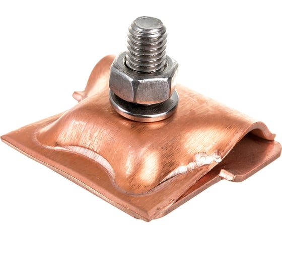 Изображение товара Держатель круглого проводника EZETEK 6-10мм для фальца 0.7-3мм, медь 91093