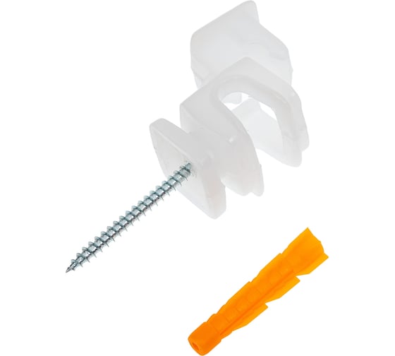 Изображение товара Держатель круглого проводника EZETEK 6-8мм прозрачный, высота 16мм, пластик с дюбелем 38мм 70058