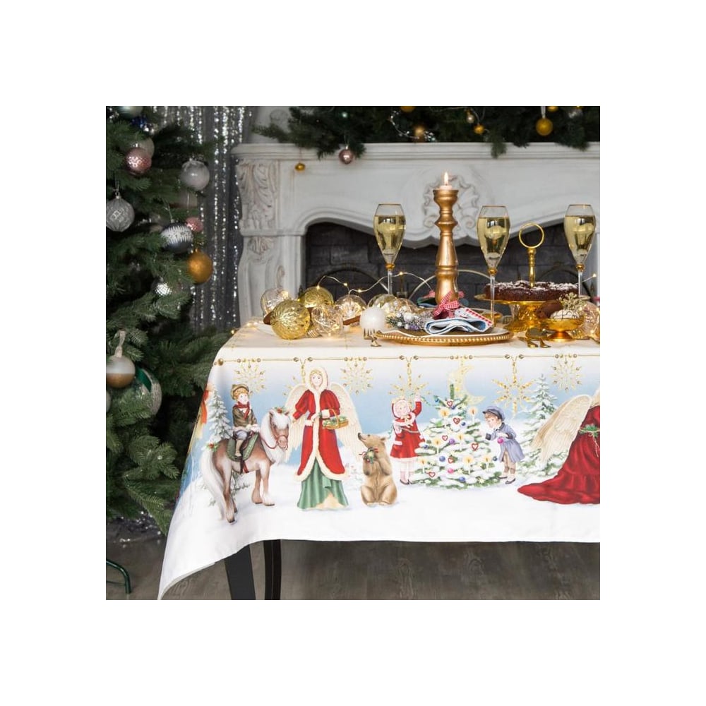 Изображение товара Скатерть Этель Christmas time 150x185 см водоотталкивающая с Новогодним дизайном
