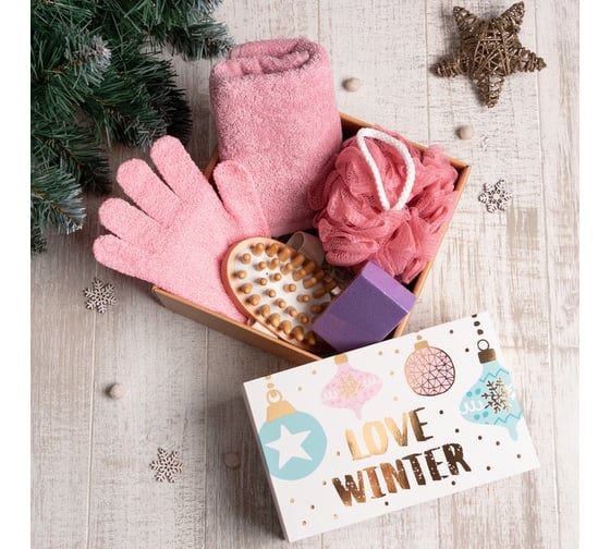 Изображение товара Подарочный набор Этель "Love winter" полотенце 30x60 см, банные аксессуары, 5 предметов 4471693