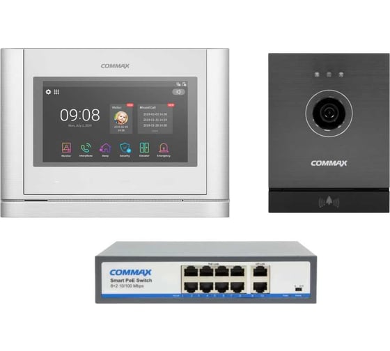 Изображение товара IP Комплект видеодомофона, вызывной панели и коммутатора COMMAX CIOT-1020MWhite/D21M/H8L2 CIOT-1020MWhite/CIOT-D21M/CIOT-H8L2