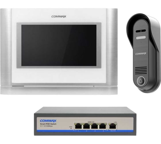 Изображение товара IP Комплект видеодомофона, вызывной панели и коммутатора COMMAX CIOT-700M2/D20P/H4L2 CIOT-700M2/CIOT-D20P/CIOT-H4L2