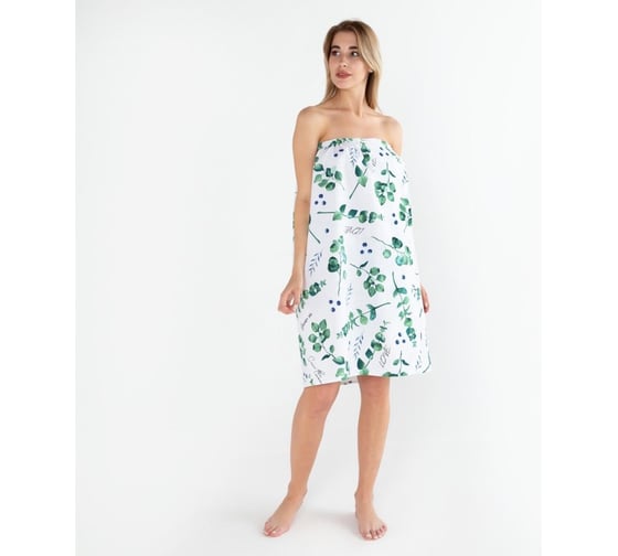 Изображение товара Полотенце для бани Этель "Эвкалипт" женское парео, 80x144 см, 100% хлопок, вафельное полотно, 160 гр/м2 5472035
