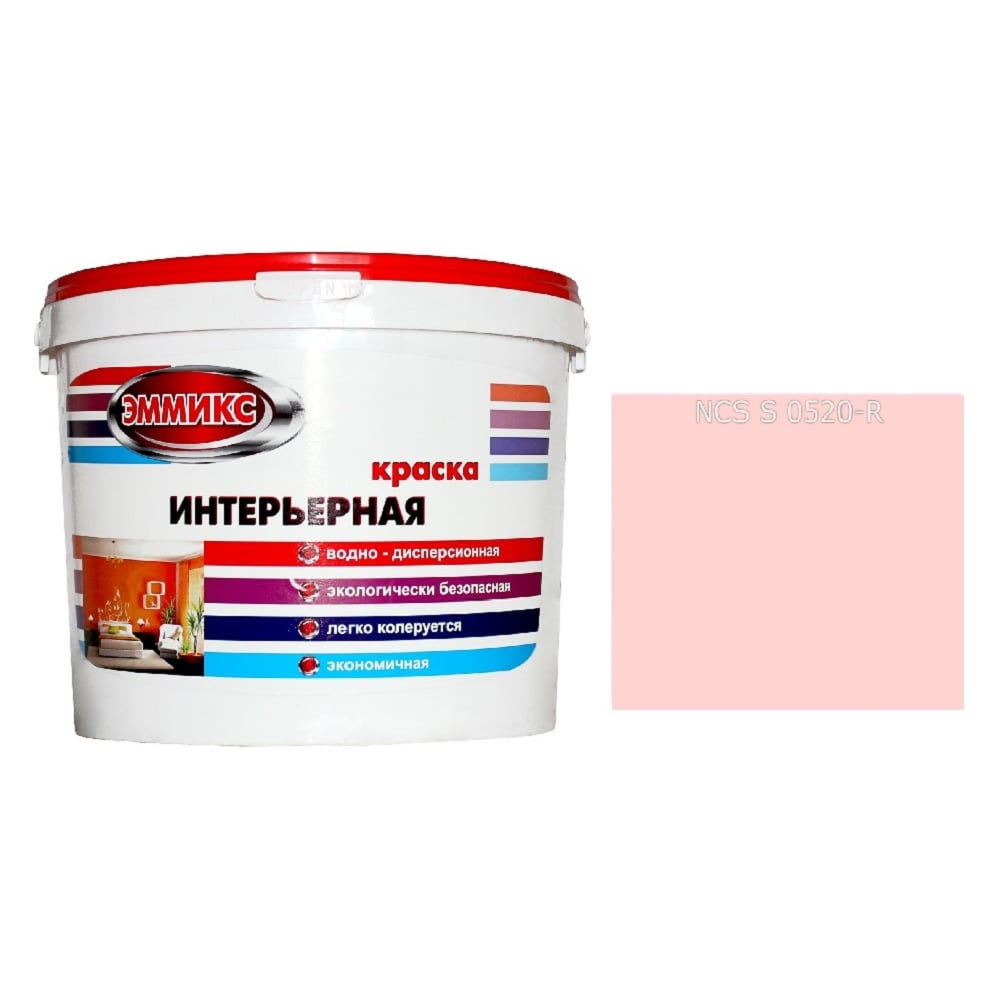 Изображение товара Интерьерная акриловая краска Эммикс ВД 16 л, моющаяся, розовая, матовая