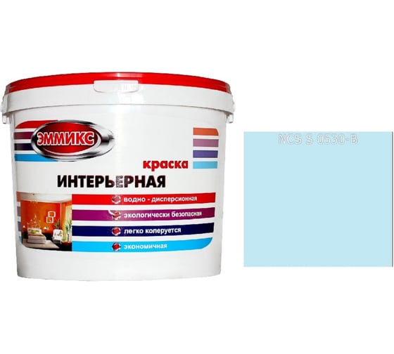 Изображение товара Краска интерьерная Эммикс ВД, моющаяся, S 0530 B, ведро 9 л, 14,4 кг 4690417125968