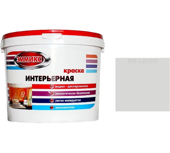 Изображение товара Краска интерьерная Эммикс ВД, моющаяся, S 2000 N, ведро 4,5 л, 7,2 кг 4690417126804
