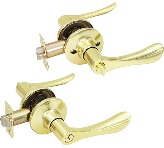 Изображение товара Комплект дверных ручек ЕРМАК "ЗОЛОТО", с ключом 673-052
