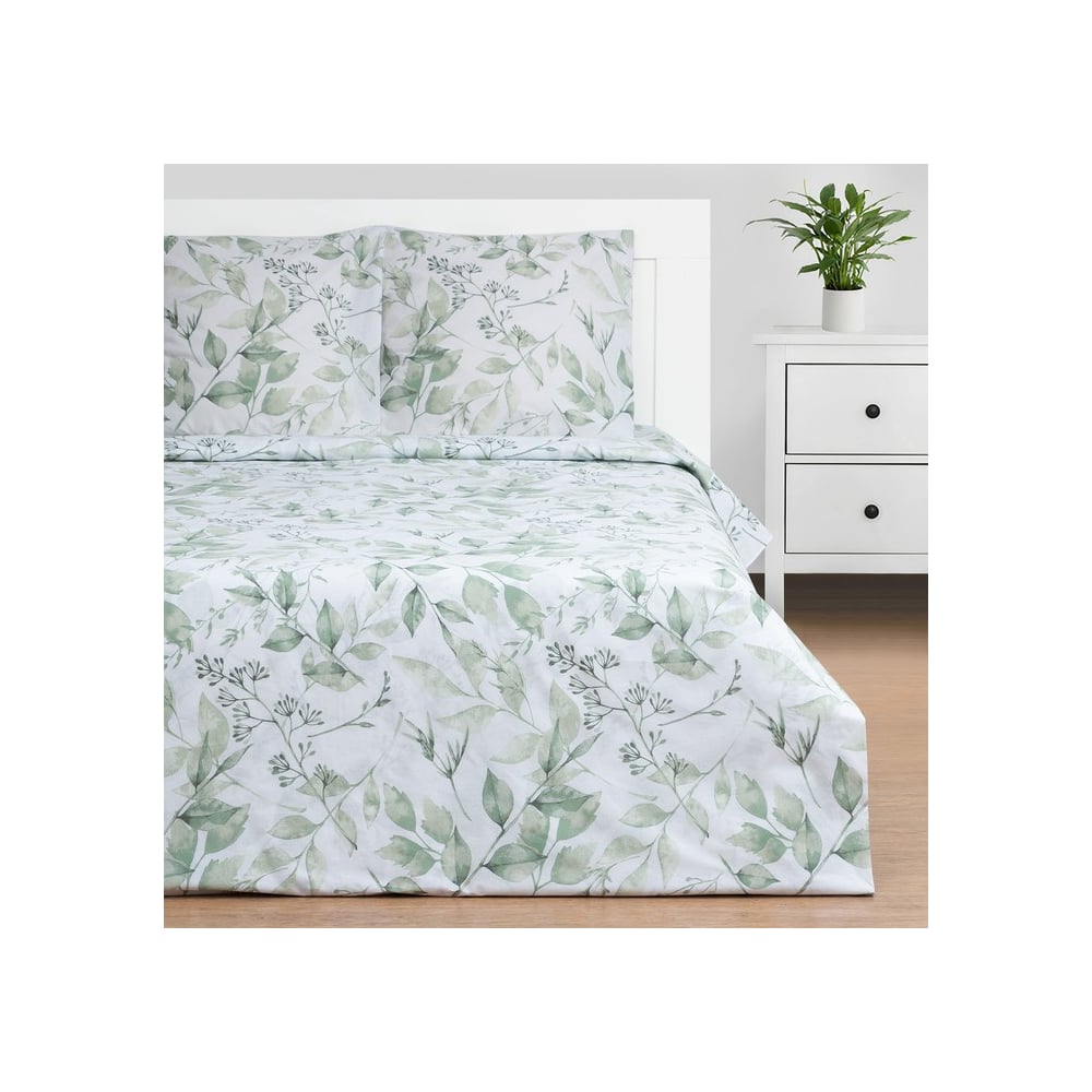 Изображение товара Комплект постельного белья Этель дуэт Акварельные листья 143x215 см, 220x240 см, 70x70 см 2 шт, поп