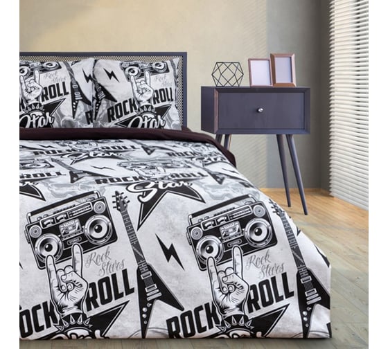 Изображение товара КПБ Этель евро Rock star 200x217 см, 220x240 см, 70x70 см -2 шт, 100% хлопок, бязь 125 г/м 7533827