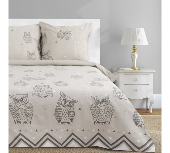 Изображение товара КПБ Этель евро Ушастые совы (вид 2) 200x217 см, 220x240 см, 70x70 - 2 шт, бязь 3988362