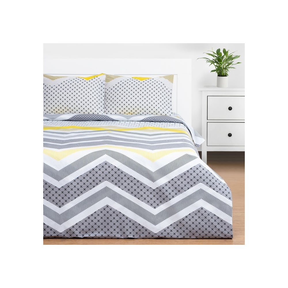 Изображение товара КПБ Этель евро Gray geometry 200x217см,220x240см,50x70см-2 шт, бязь, 125 г/м2 9096454