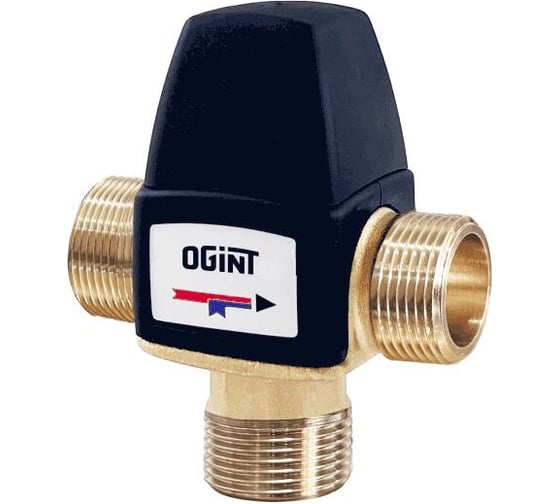 Изображение товара Клапан смесительный термостатический Ogint Ду15 Ру10 р/р Kvs2.1, латунь, 30-65 C, боковой выход 022-7514