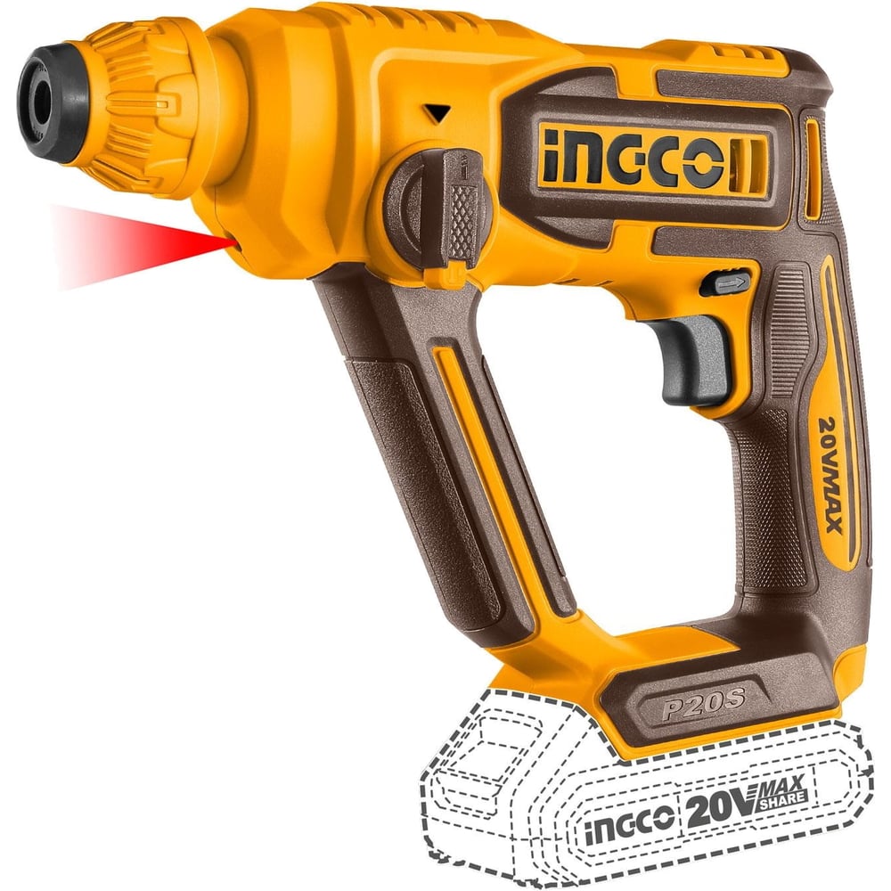 Изображение товара Аккумуляторный перфоратор INGCO 20В 1,5 Дж CRHLI20168