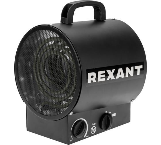 Изображение товара Пушка тепловая электрическая REXANT круглая, прямоугольная подставка, ТЭН, 3 кВт 60-0037