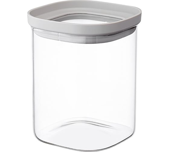 Изображение товара Банка для хранения стеклянная Smart Solutions с крышкой, 1 л, светло-серая SS0000233