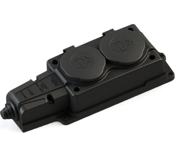 Изображение товара Колодка удлинителя Systeme Electric 2-м MultiSet 16А 250В IP44 с заземлением каучук черный SE MST4102BK