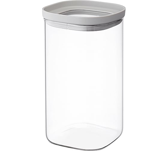 Изображение товара Банка для хранения стеклянная Smart Solutions с крышкой, 1,5 л, светло-серая SS0000234