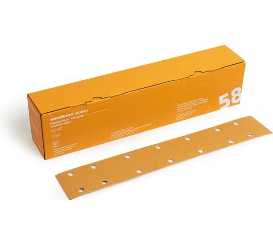 Изображение товара Полоски шлифовальные на бумажной основе 58 Gold ALO 14 отверстий, 70х420 мм, Р400, 50 шт SANDWOX 58.70.42.400.14