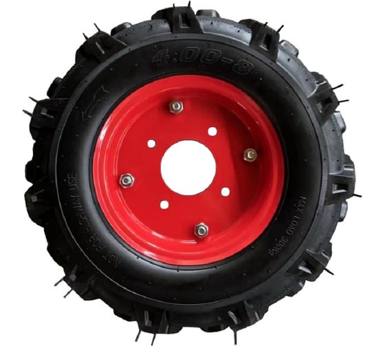 Изображение товара Колесо пневматическое 4.00-8, Елочка, 4 отверстия, красный Habert 00-00160670