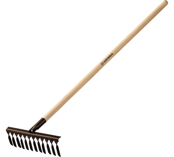 Изображение товара Садовые грабли с деревянным черенком Grinda 12 витых зубьев, 384х95х1300 мм 39581-12