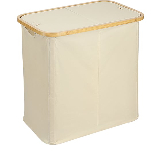 Изображение товара Корзина для белья с двумя отделениями Smart Solutions Neat Twin, 53,5x33x53 см, молочная SS0000145