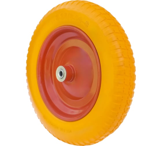 Изображение товара Колесо для тачки / тележки полиуретановое бескамерное 3.25/3.00-8, диаметр 360 мм, ось 12 мм, подшипник, PU 2404-12 А5 1008999