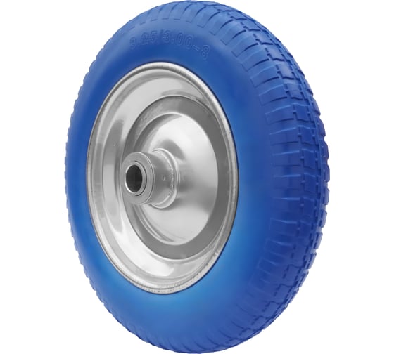 Изображение товара Колесо для тачки / тележки полиуретановое бескамерное 3.25/3.00-8, диаметр 350 мм, ось 25 мм, подшипник, PU 2402-25 А5 1008997
