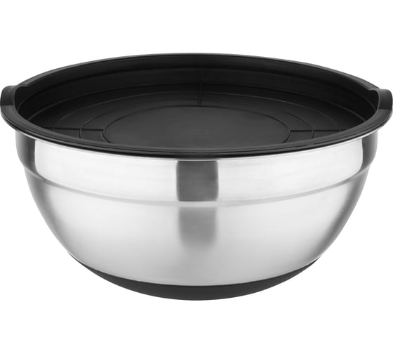 Изображение товара Миска Mallony AMARENA 5 л, из нержавеющей стали с антискользящим силиконовым дном, крышка из полипропилена 107630